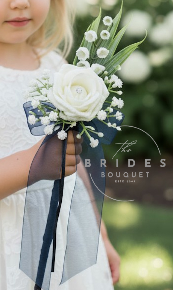 flower girl artificial wedding wand rose and lily of the valley for bridesmaids flower girl bridesmaid wand bouquet artificial flowers