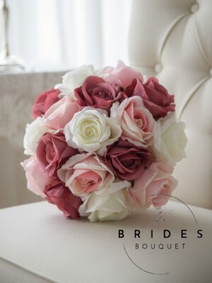silk rose wedding brides bouquets artificial roses pink blush dusky rose