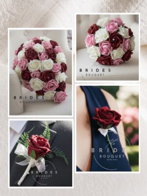 artificial rose teardrop wedding flower package 9 piece set UK
