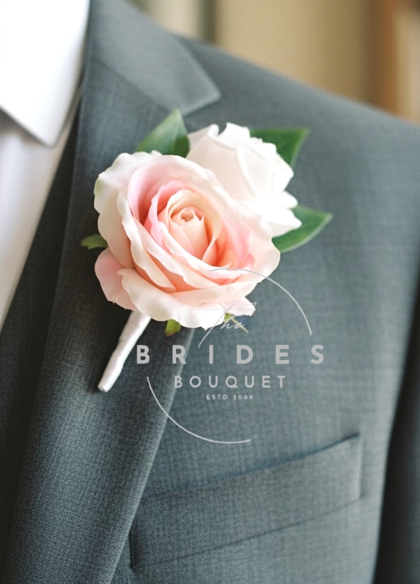 silk rose wedding corsage double rose buttonholes for guests and groom silk rose boutonniere by the brides bouquet uk