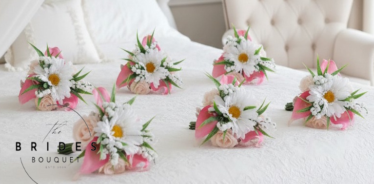 pink flower girl wedding bouquets roses calla lily pink theme gerbera wedding flowers uk