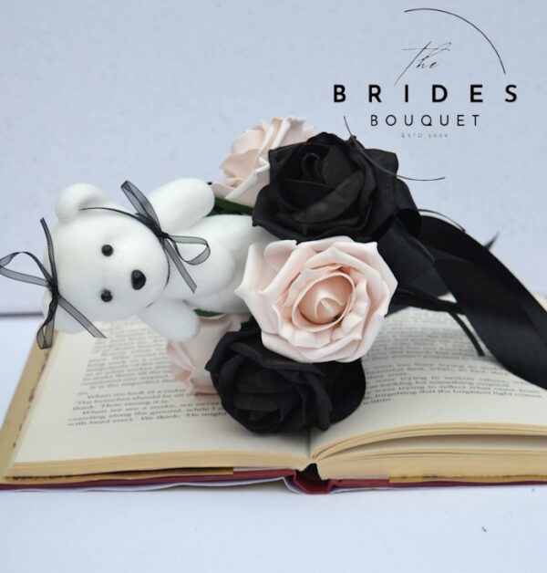 artificial rose wand with teddy bear custom colour wedding flowers