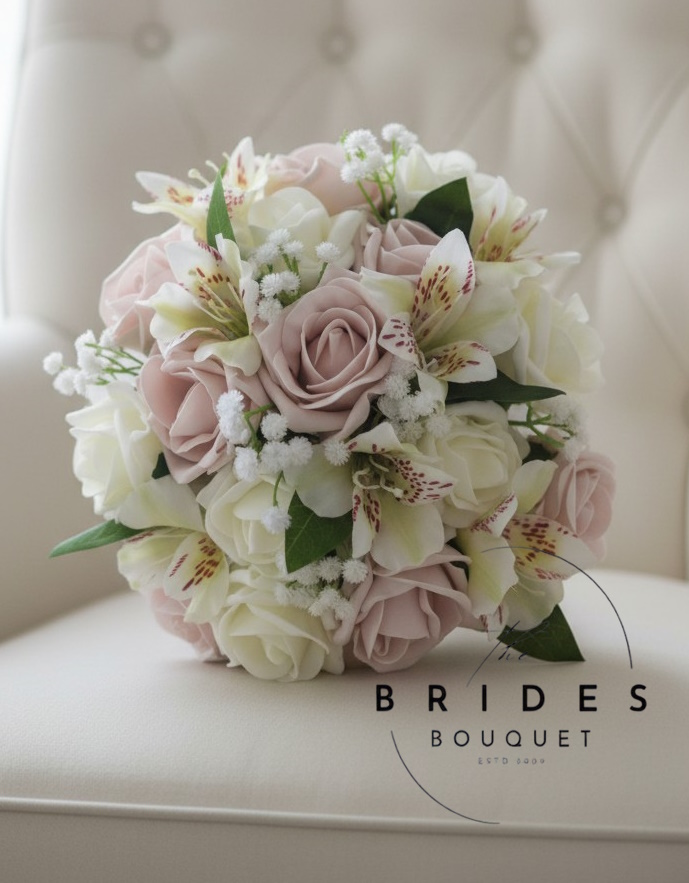 alstroemeria and rose wedding bouquet artificial bridesmaids flowers artificial pink rose