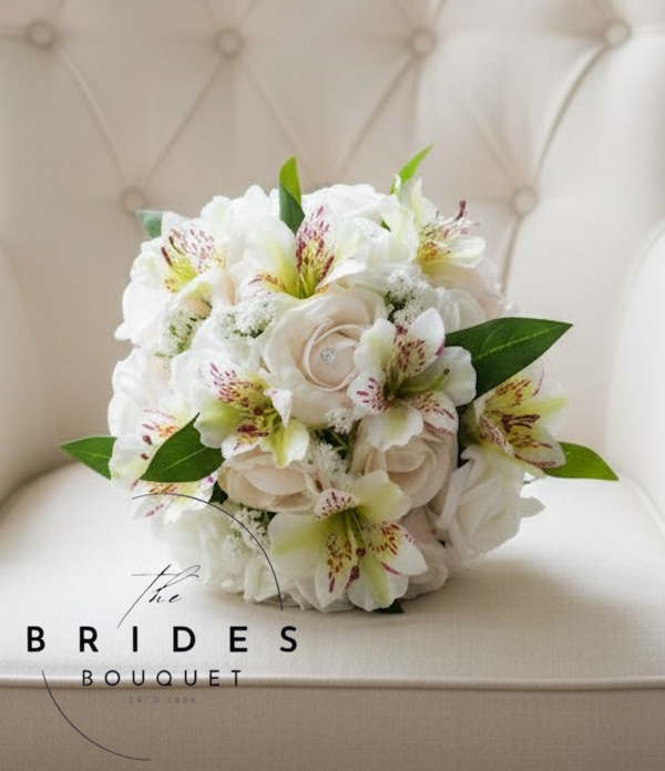 peruvian lily and rose artificial flower bridesmaids bouquets