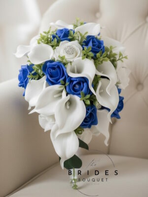 artificial wedding flower cascade bouquet roses calla lily foliage fake brides flowers real touch calla lily bouquets