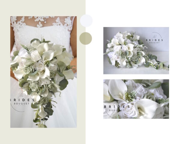 wedding flowers artificial bridal tear drop bouquet sage green bridal bouquets