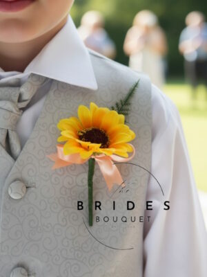 guest buttonholes for weddings silk corsage sunflower childs page boy flower artificial