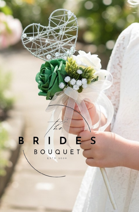 artificial wedding flower wand roses gyp and hops green theme wedding flowers uk