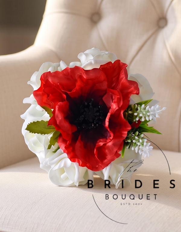 silk poppy and artificial rose wedding bouquet for flower girls with astilbe autumn