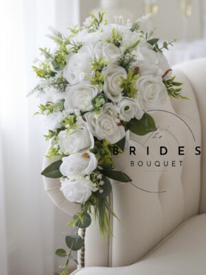 silk rose bridal cascade bouquet artificial natural look brides bouquets with foliage