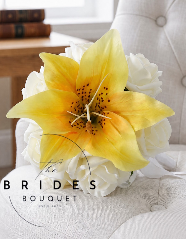 silk tiger lily and rose wedding bouquets for flower girls any colours