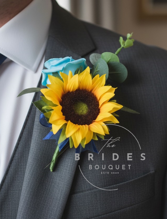 sunflower and rose wedding buttonhole artificial grooms guests weddings corsage sunflower rose and eucalyptus wedding corsage silk sun flower buttonhole