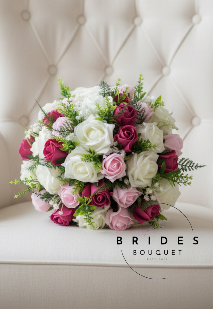 artificial bridal bouquet with roses rosesbuds and foliage handmade in your colours wedding flowers bridal bouquet uk artificial rose bridal bouquet with natural-look foliage – affordable, beautiful artificial bridal flowers UK