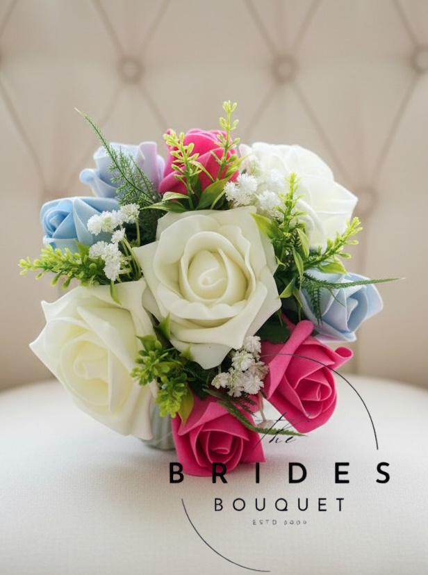 flower girl bouquets of roses rosebuds foliage and gyp bella bouquet