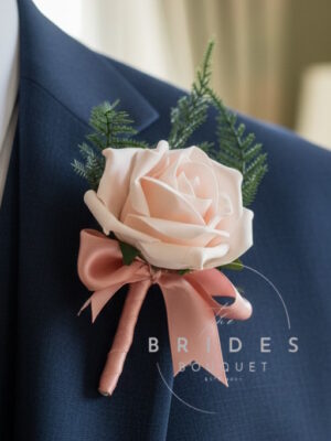 rose gold rose wedding buttonholes artificial flowers