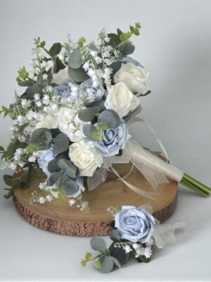 lovely blue artificial rose wedding flower package best uk bridal flowers