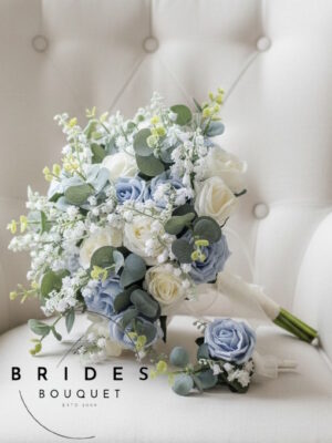 Artificial wedding flower package bridal bouquet bridesmaid bouquet buttonhole roses lily of the valley eucalyptus