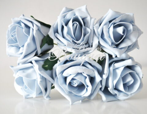 Dusty Blue Foam Roses - Bunch 6 Colour Fast Foam Roses
