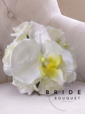 orchid and rose wedding bouquets