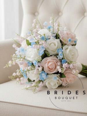 spring wedding bouquet roses lily valley forget me not bridal flowers bridesmaid bouquets