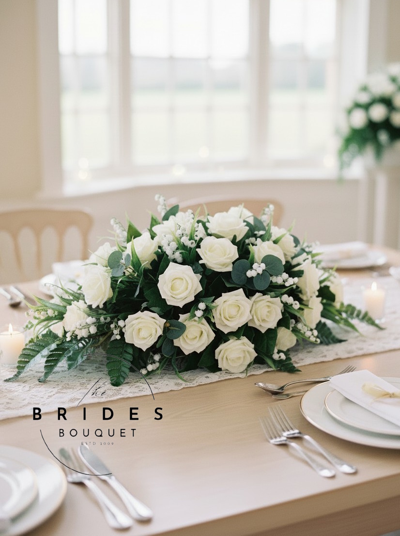 top table wedding flowers roses and lily of the valley artificial flowers any colours