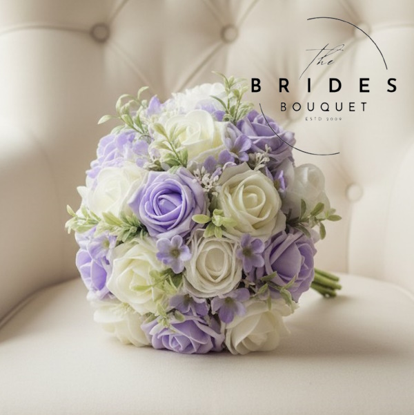 ice lilac wedding bouquet with roses gypsophhila and eucalyptus bridesmaid size bouquets for weddings