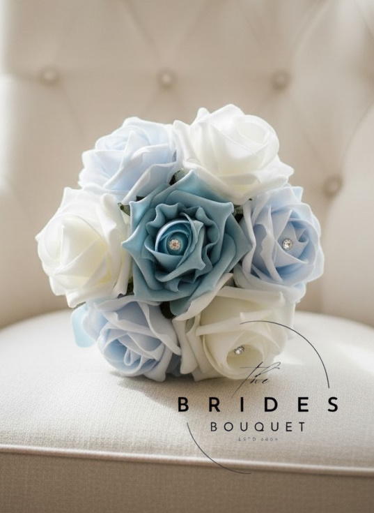 blue themed wedding bouquet 3 colour light blue baby blue flower girl bouquets uk