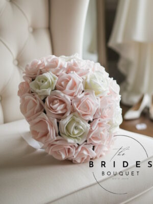artificial rose wedding bouquet baby pink foam roses bridal flowers for bride to be budget affordable bouquets