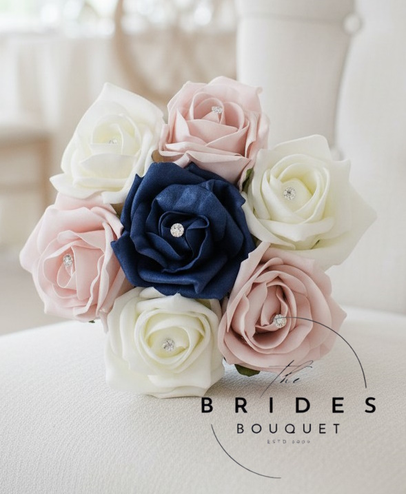 flower girl bouquets of navy rose gold ivory wedding flowers 3 colour rose artificial