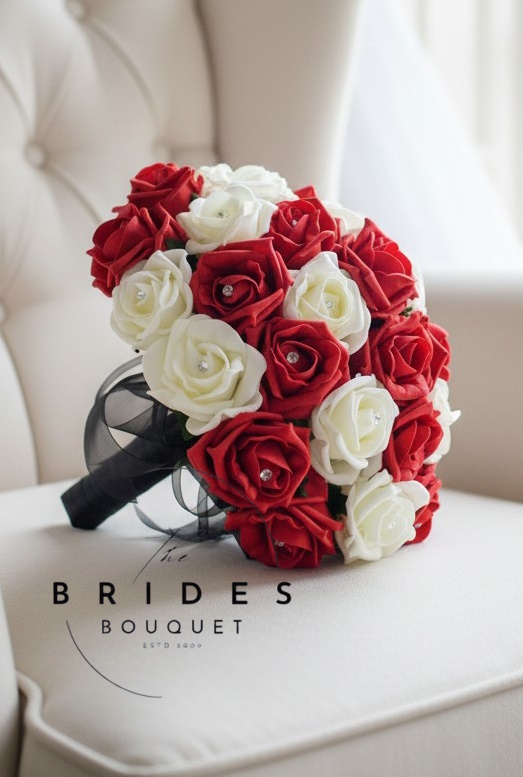 red and ivory rose bridal bouquets artificial roses budget wedding flowers uk