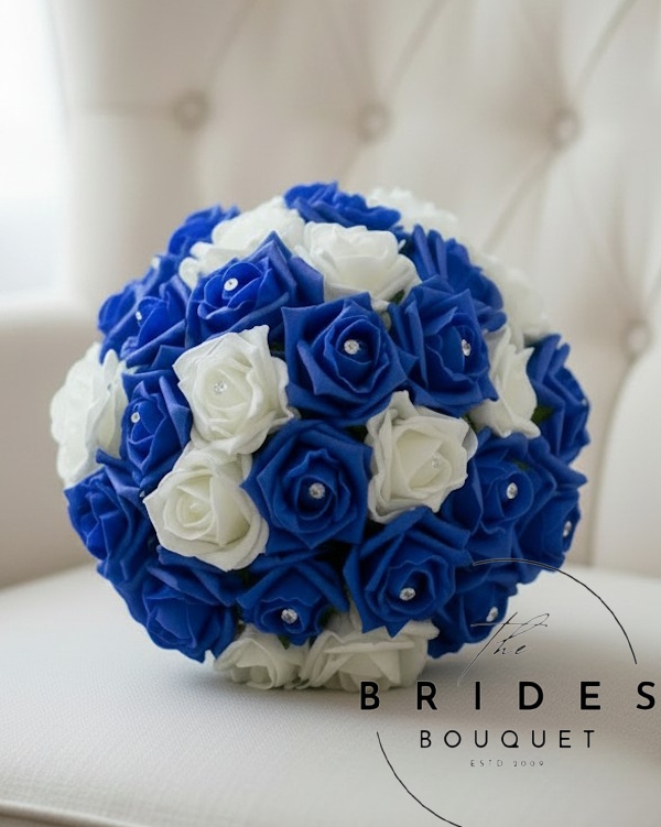royal blue rose wedding bouquet low cost artificial bridal flowers uk dreamy mix