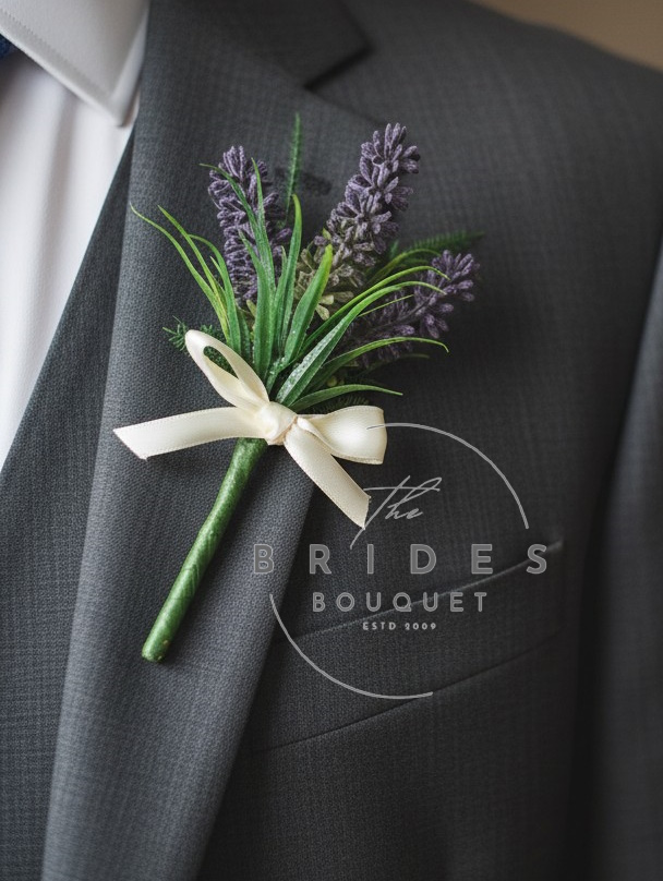 artificial lavender wedding buttonhole artificial lavender wedding flowers by the brides bouquet uk