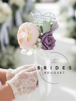 silk peony and rose with heather wedding flower wands artificial flower girl wands for bridesmaids at weddings