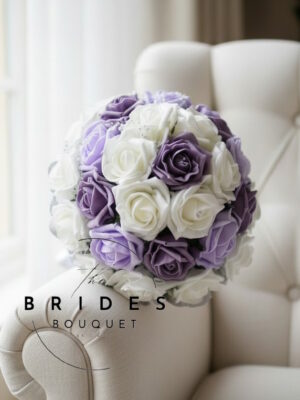 artificial foam rose wedding bouquet bridal flowers on a budget cheap brides bouquets