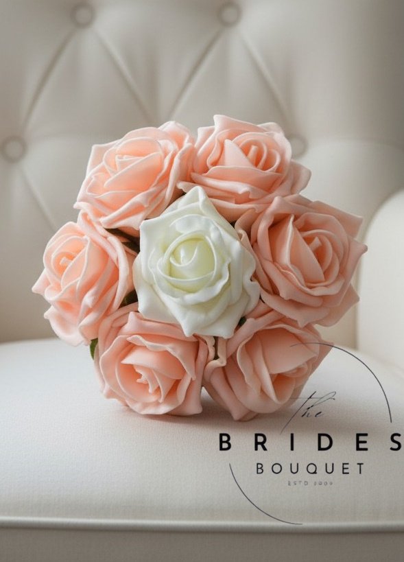 flower girl wedding bouquet peach ivory opposite rose artificial flowers