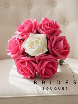 Fake flower bouquet with artificial roses for flower girls in personalised wedding colours