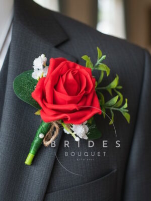 rustic wedding flowers boho buttonhole corsage rose gyp and foliage any colour guest buttonholes artificial