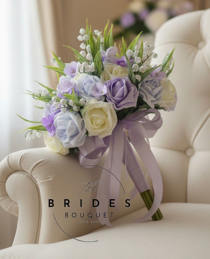 lilac rose wedding bouquet with hydrangea and lily of the valley artificial bridala flowers uk