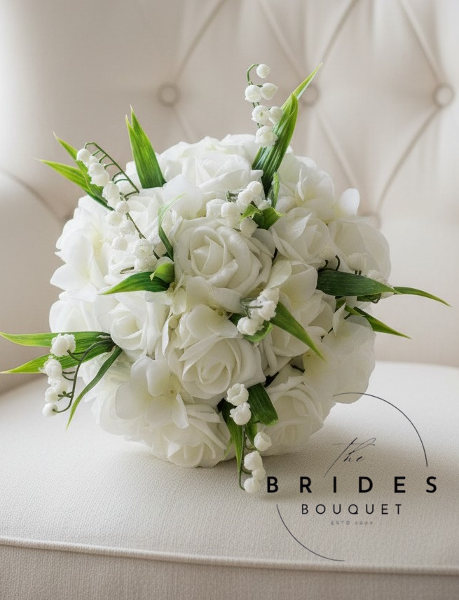 rose and lily of the valley wedding bouquets bridesmaid size posy with gyp