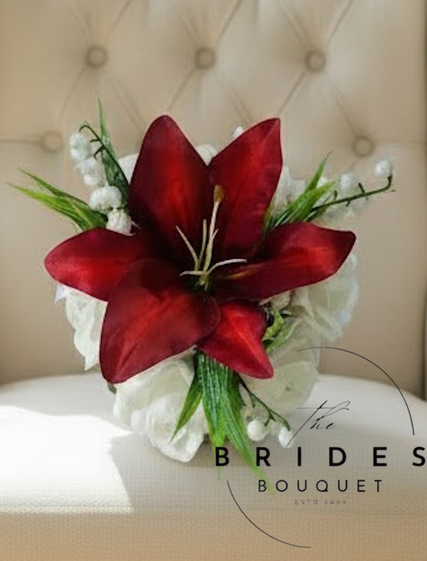 tiger lily and rose wedding bouquet for flower girls with lily of the valley