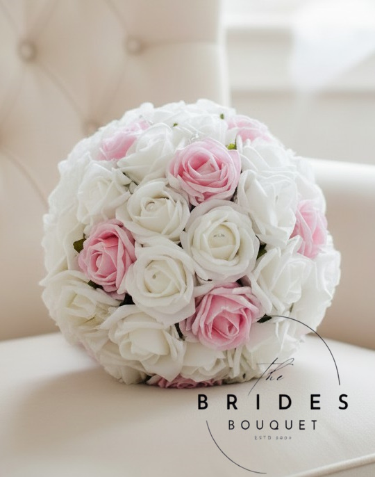 white and pink rose bridal bouquets of artificial roses any colours