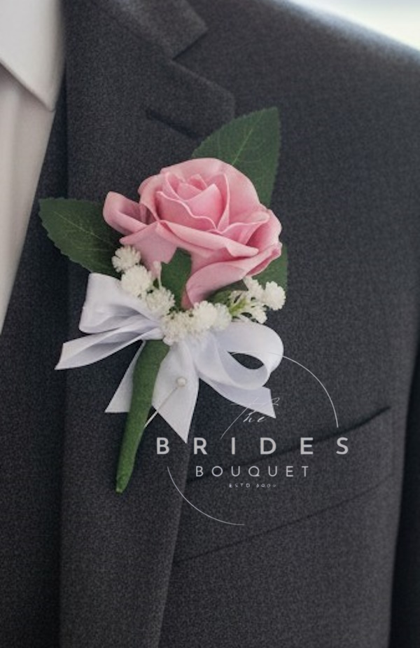 fake rose and gyp wedding buttonhole guest flowers any colours