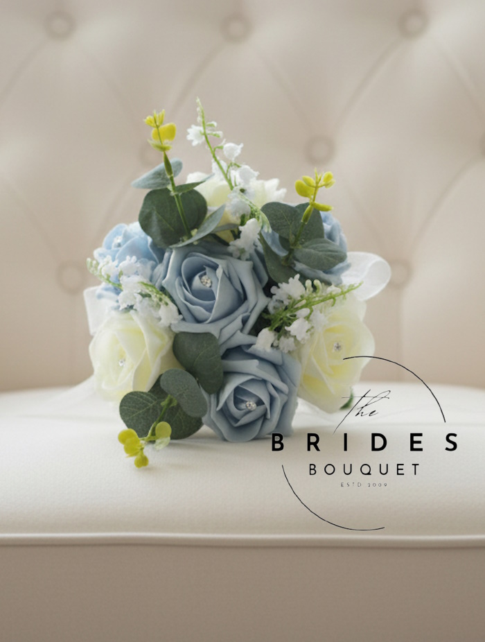 flower girl bouquets of any colour artificial roses with eucalyptus and lily of the valley