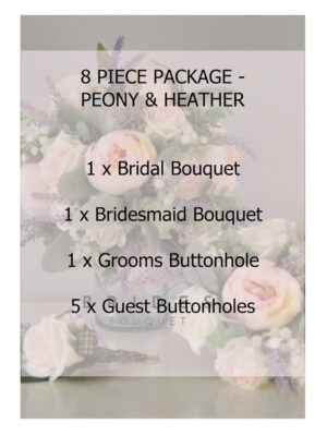 silk flower bridal bouquet package wedding flowers with peony rose and heather
