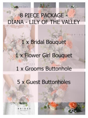 artificial wedding flower package roses lily of the valley eucalyptus