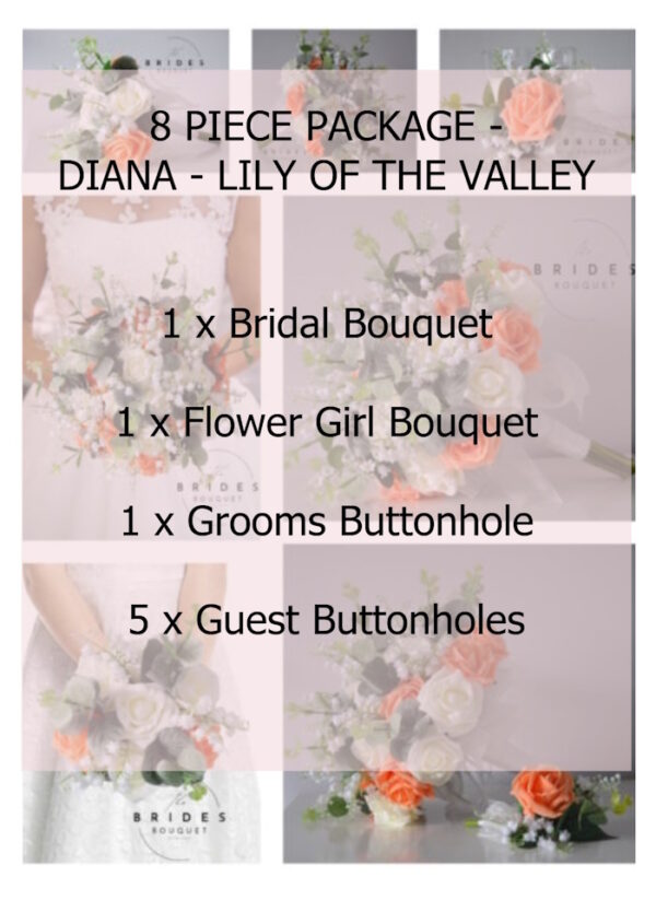 artificial wedding flower package roses lily of the valley eucalyptus