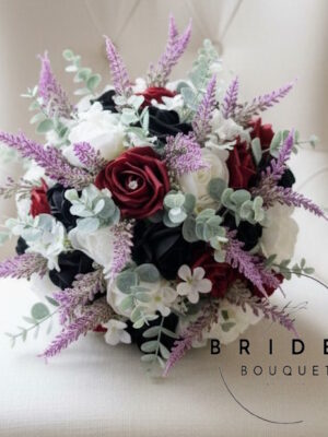 Scottish artificial wedding bouquet with heather and roses