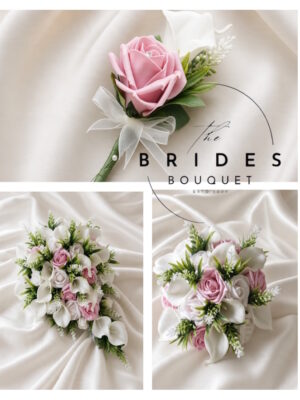 artificial wedding bouquet and buttonhole package uk bridal flowers custom colours