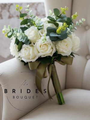boho wedding flowers artificial bridal bouquets bridesmaids posy bouquet roses eucalyptus