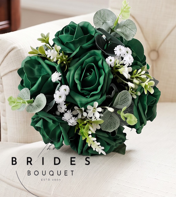 flower girl bouquets of artificial roses with foliage eucalyptus gypsophila childs posy